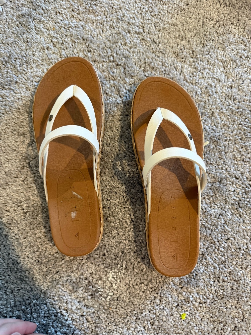 Reef Women's White Strap Sandals with Brown Footbed